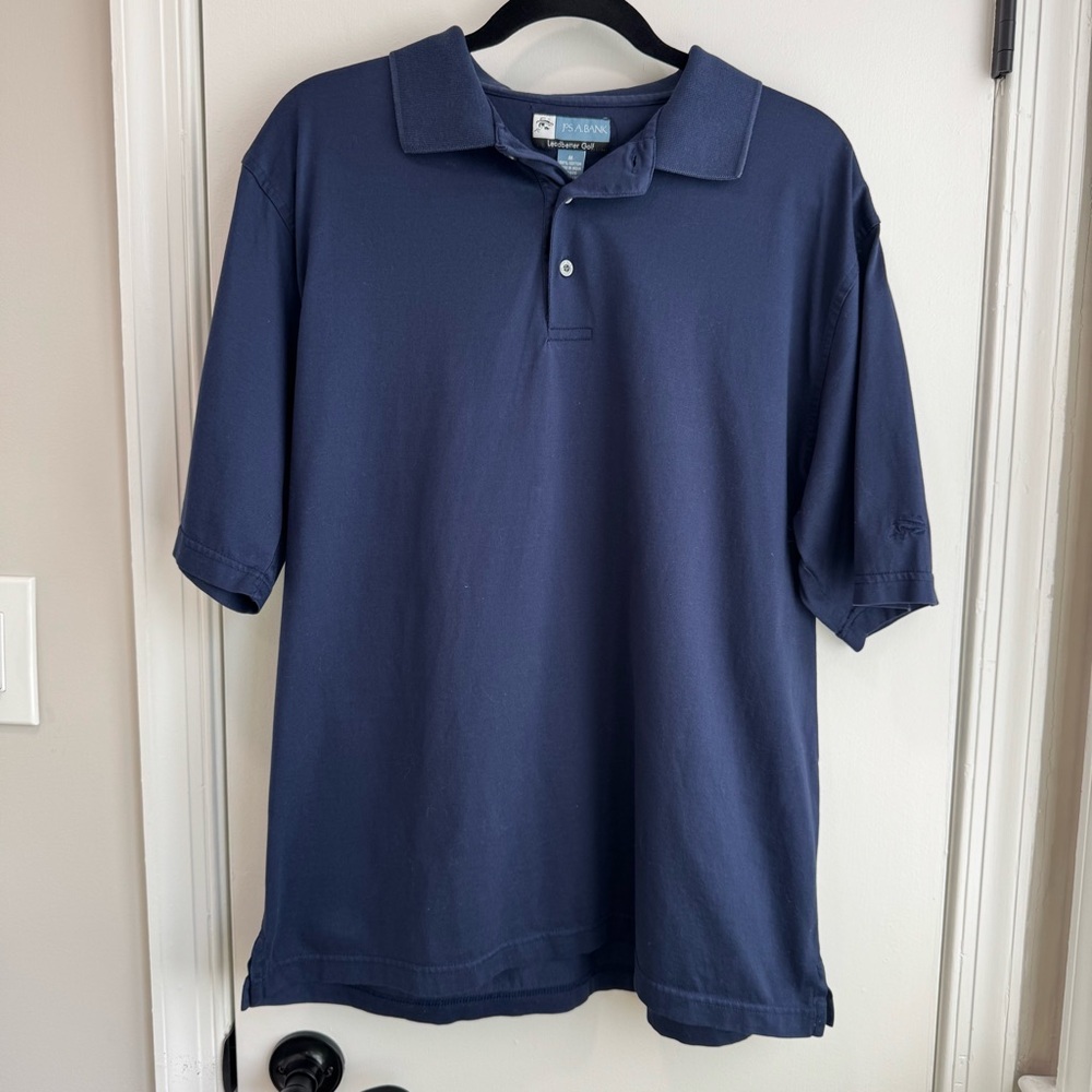 Jos A Bank Leadbetter Golf Polo Shirt Mens Medium Blue Plaid Short Sleeve Casual